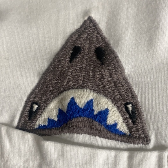 Burkman Bros.  Embr Shark Tee white - Picture 7 of 8